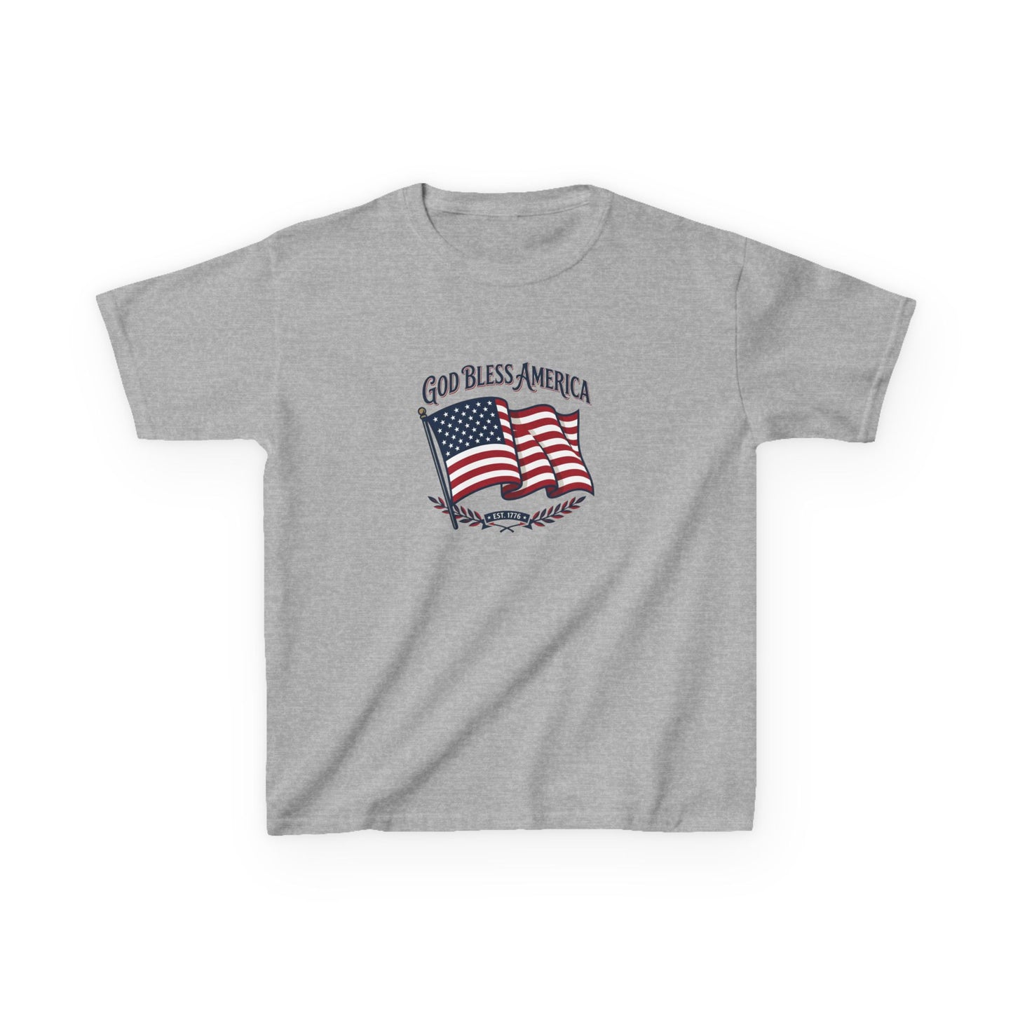 Kids T-Shirt — "God Bless America" American Flag Patriotic Tee for Kids