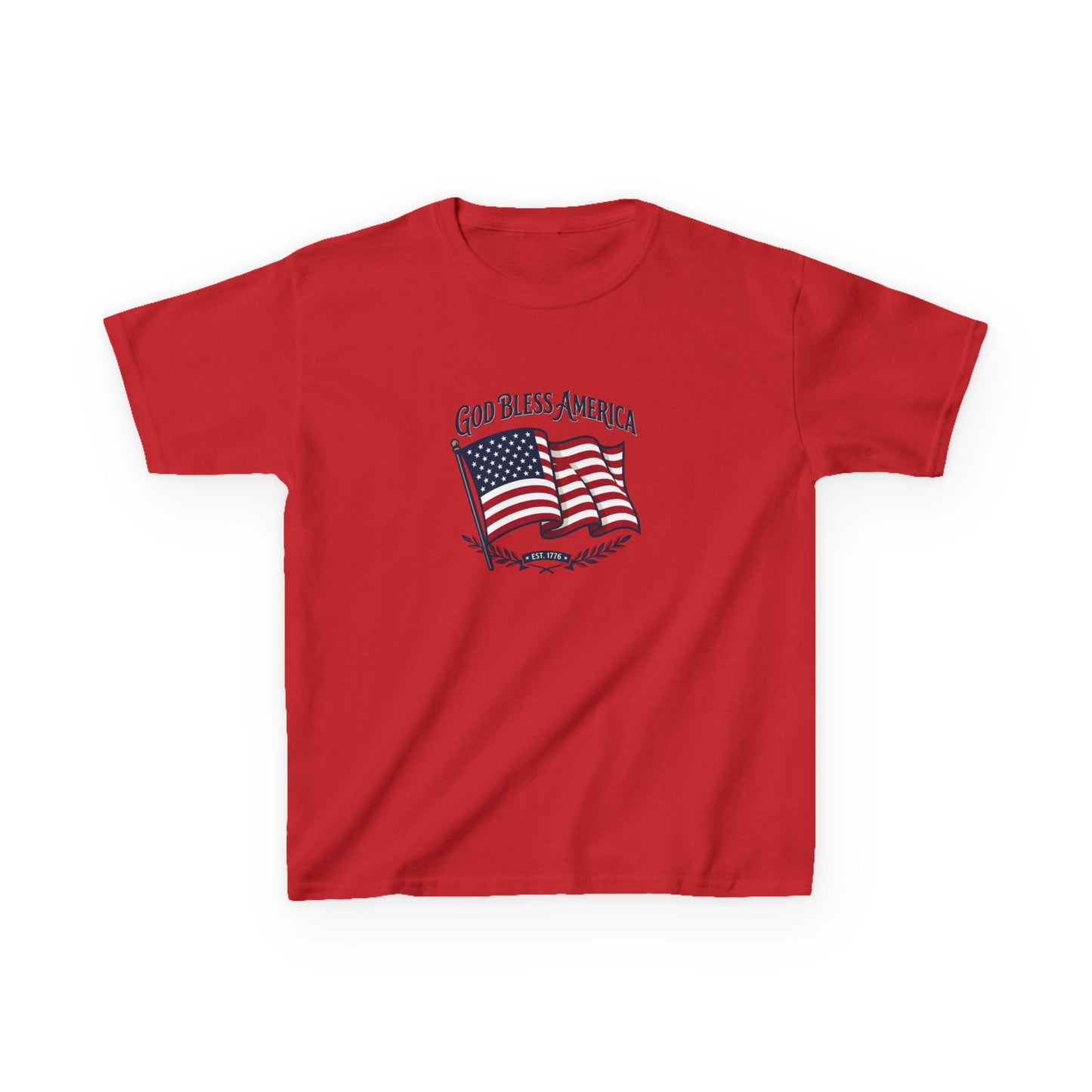 Kids T-Shirt — "God Bless America" American Flag Patriotic Tee for Kids