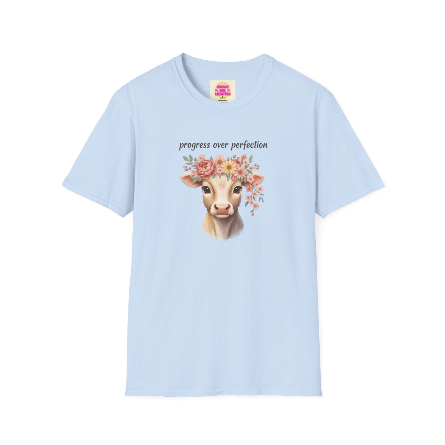 Progress Over Perfection Floral Cow Shirt