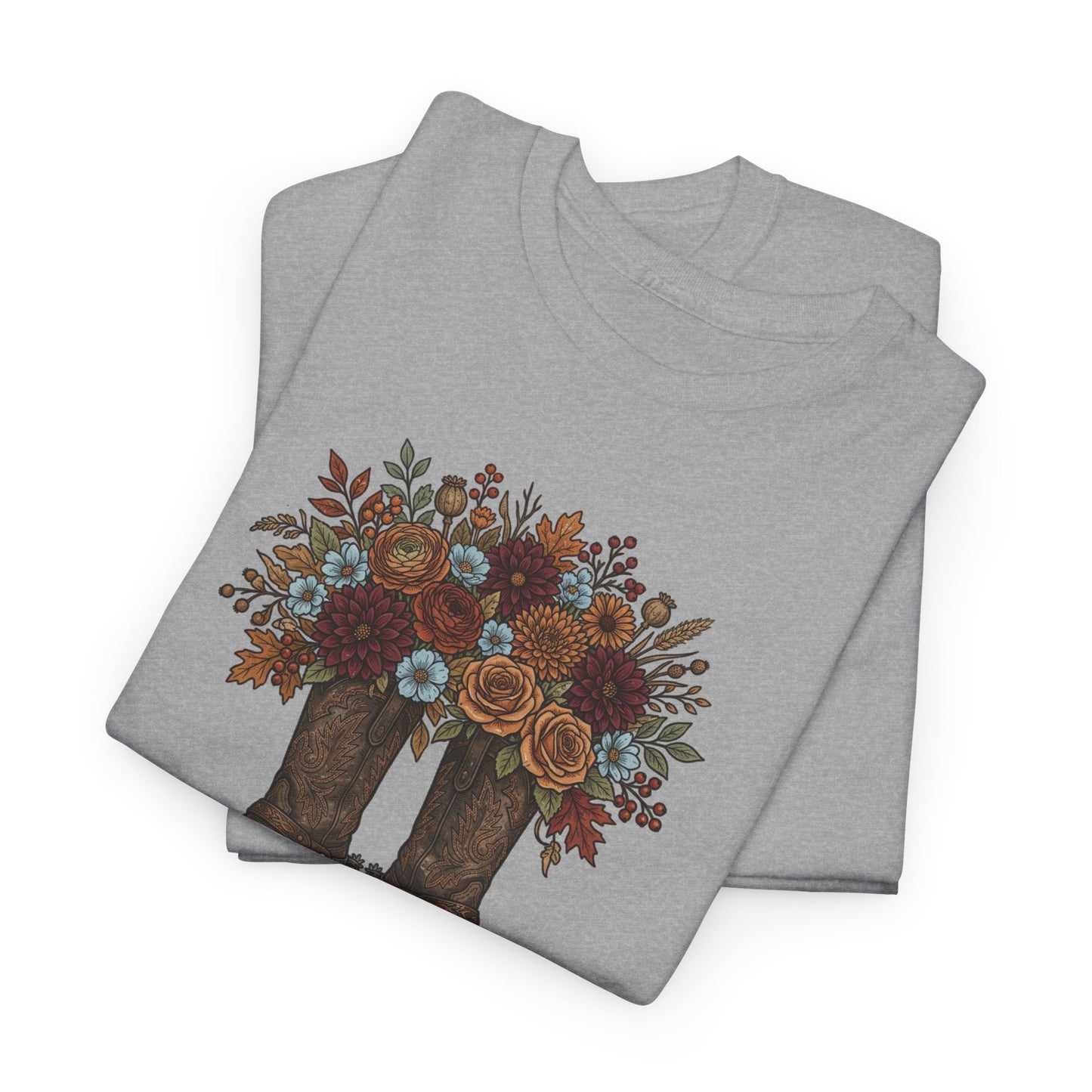 Blessed Cowboy Boots Floral Tee — Rustic Country Western Graphic T-Shirt