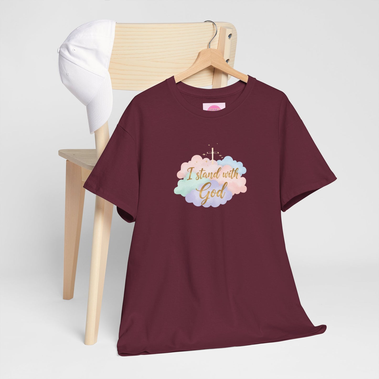 I Stand with God T-Shirt — Pastel Cloud Faith Tee