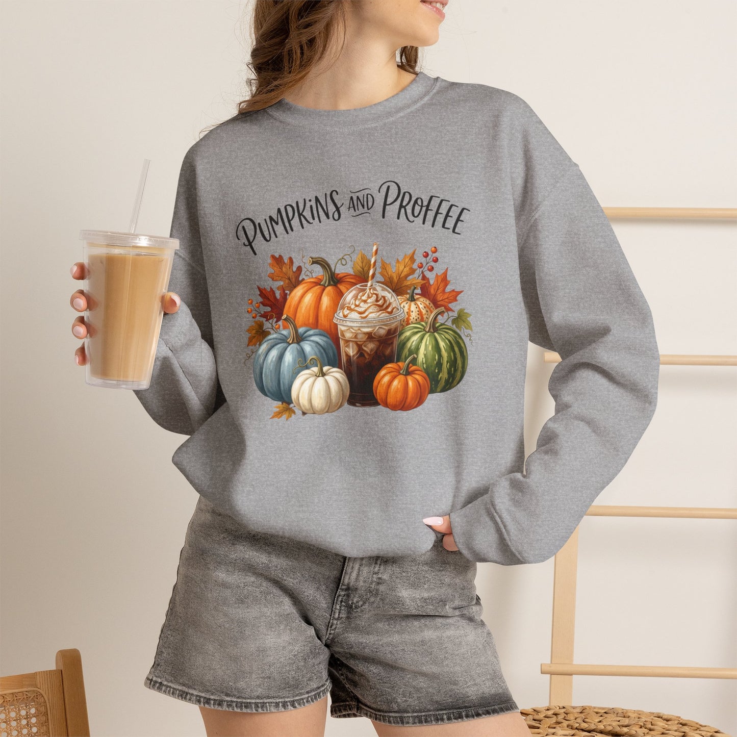 Pumpkins and Proffee (Protein Coffee) Sweatshirt — Fall Pumpkin Bouquet Crewneck