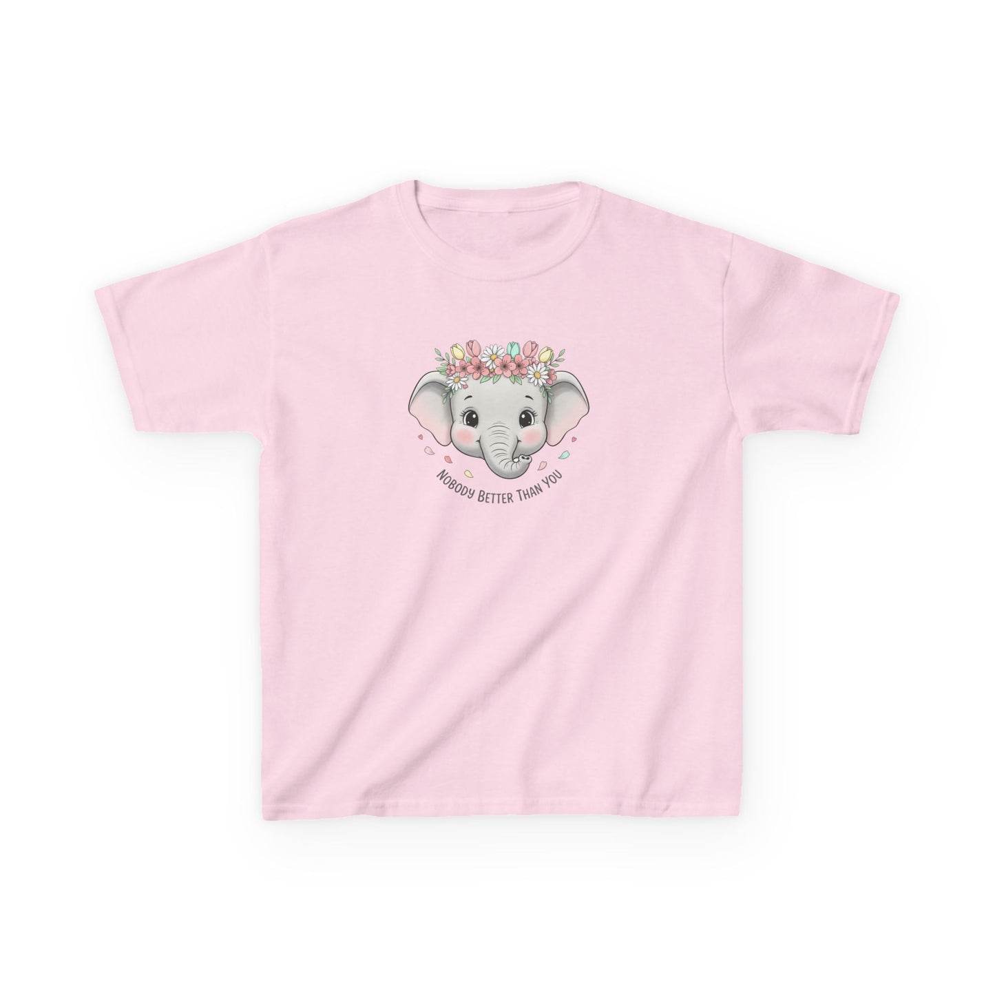 Kids Tee — Cute Elephant with Floral Crown (“Adorable Little One”)