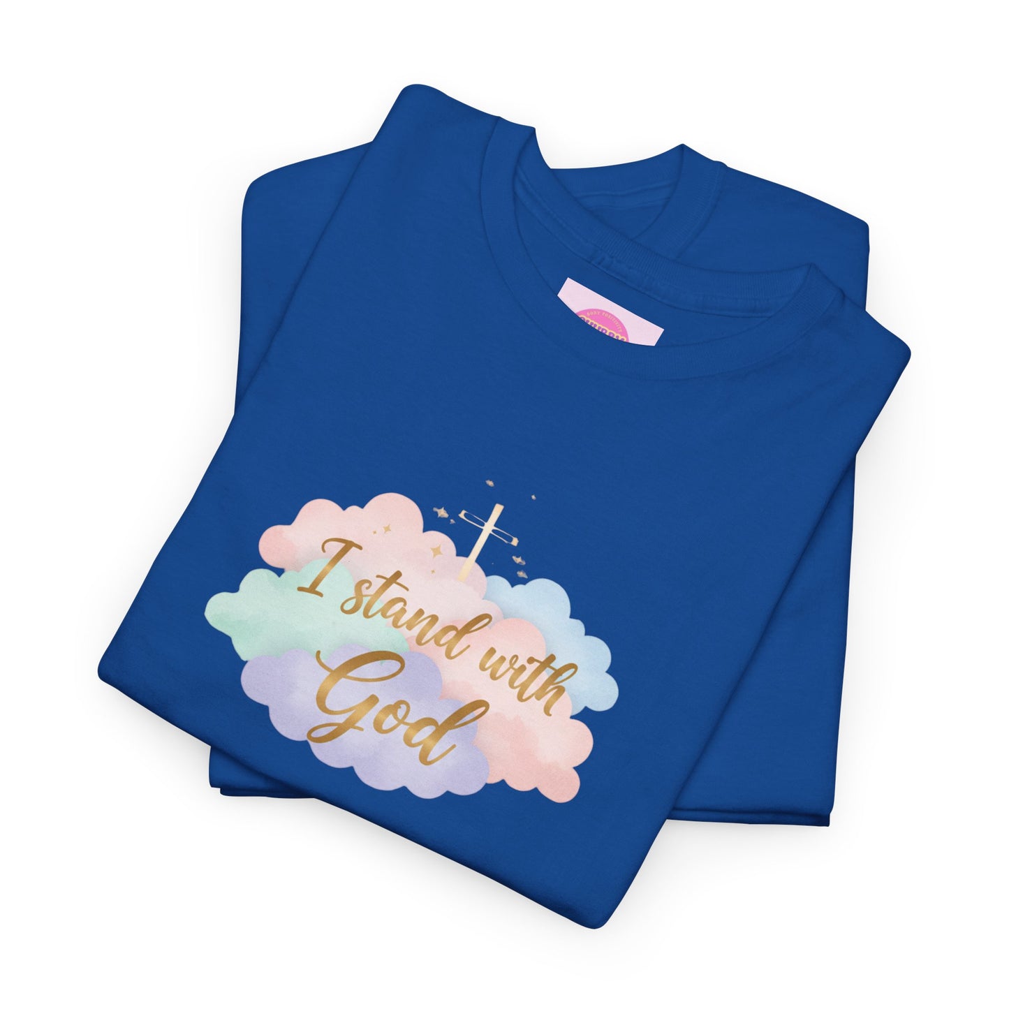 I Stand with God T-Shirt — Pastel Cloud Faith Tee