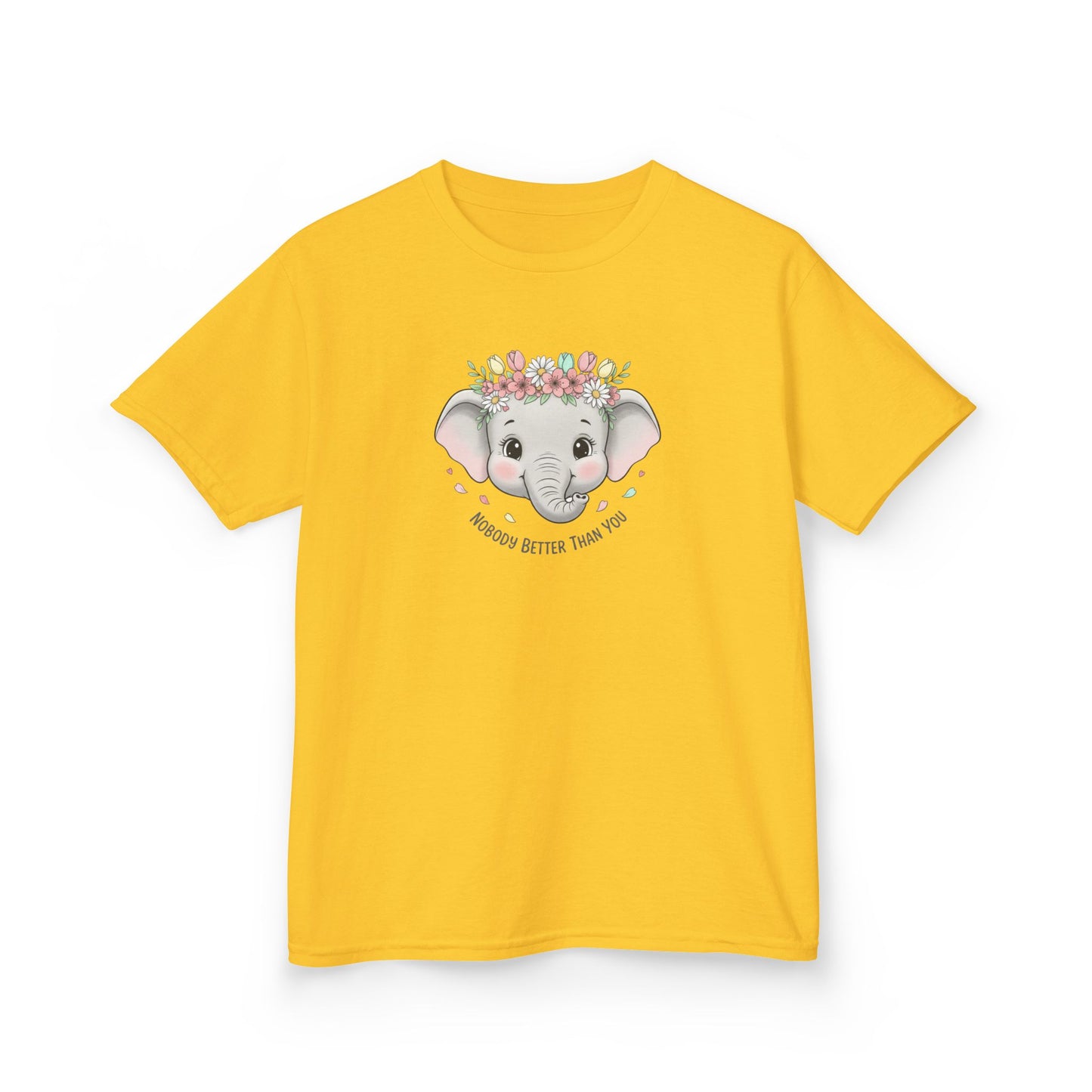 Kids Tee — Cute Elephant with Floral Crown (“Adorable Little One”)