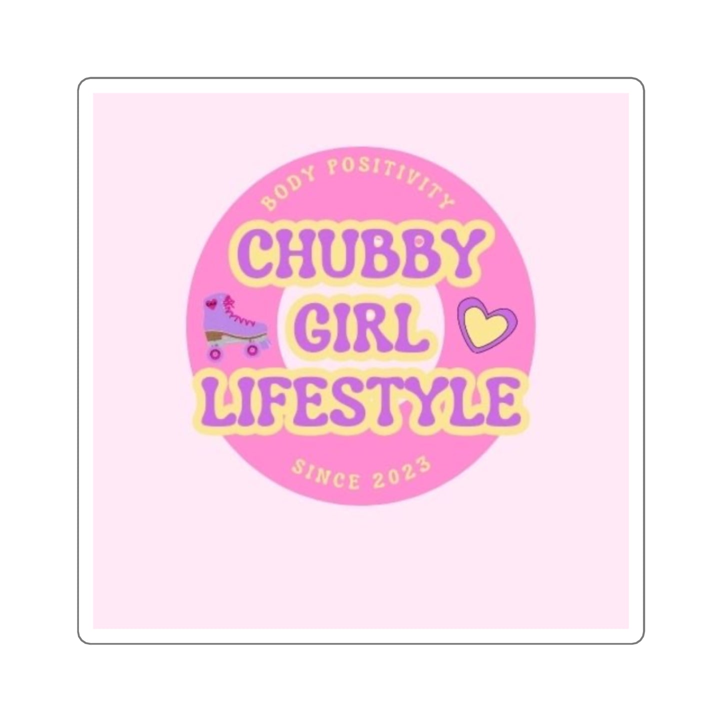 Chubby Girl Lifestyle Square Sticker — Pink Body Positivity Roller Skate Design