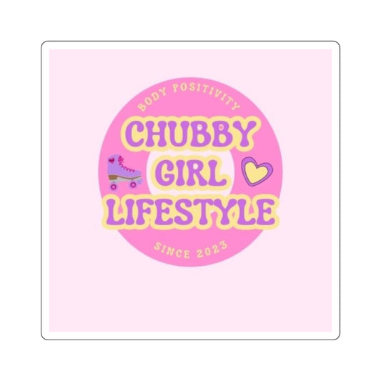 Chubby Girl Lifestyle Square Sticker — Pink Body Positivity Roller Skate Design