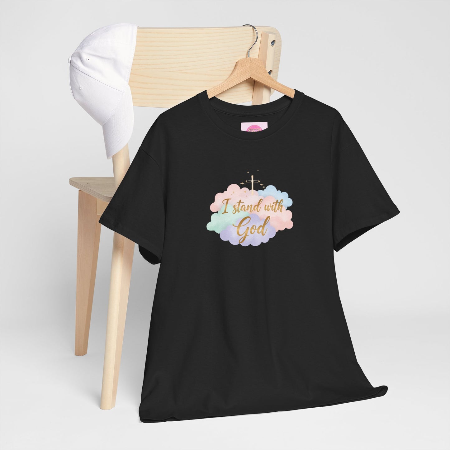 I Stand with God T-Shirt — Pastel Cloud Faith Tee