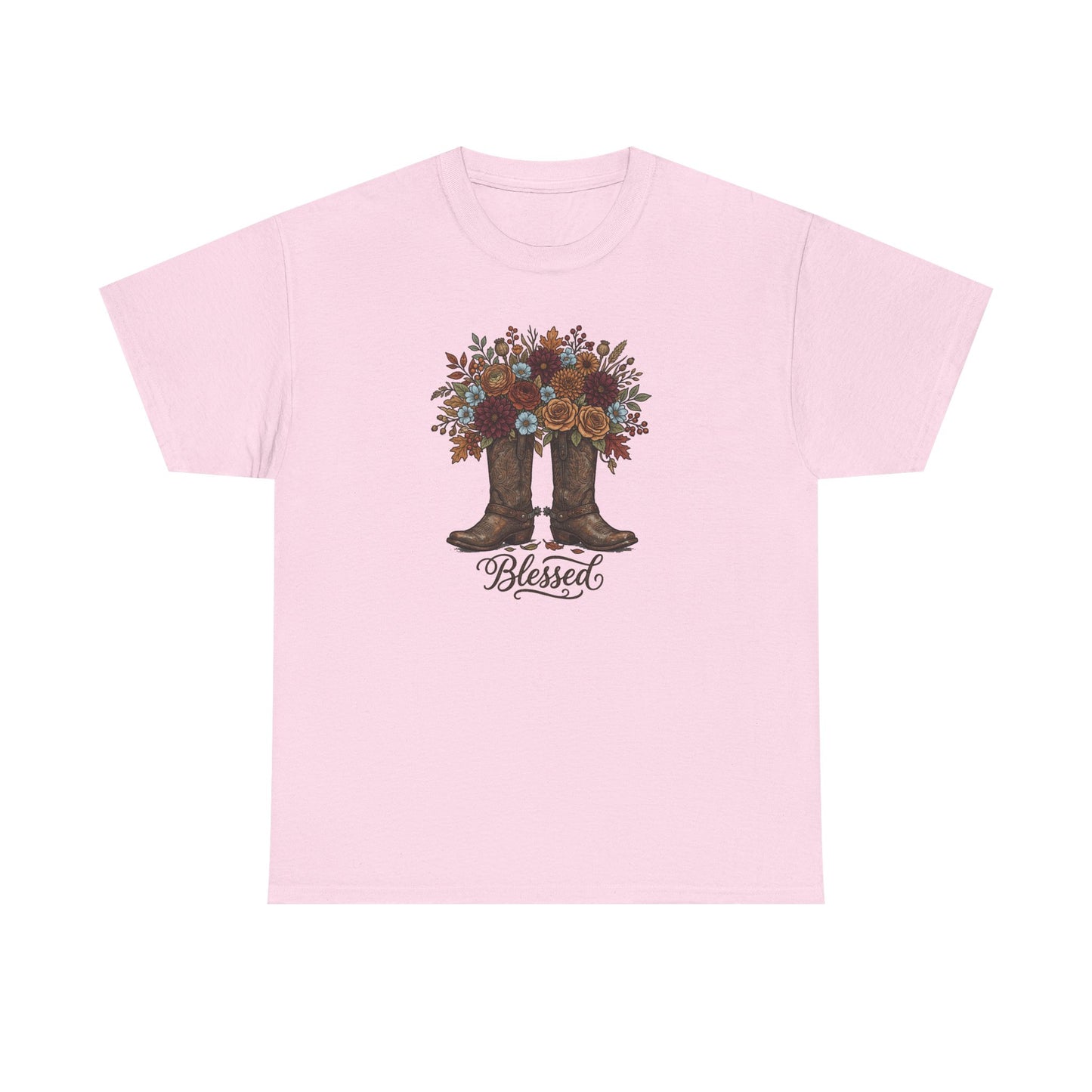 Blessed Cowboy Boots Floral Tee — Rustic Country Western Graphic T-Shirt