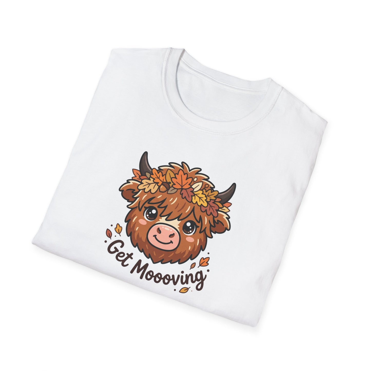 Get Moooving Highland Cow T-Shirt — Cute Autumn Floral Cow Graphic Tee