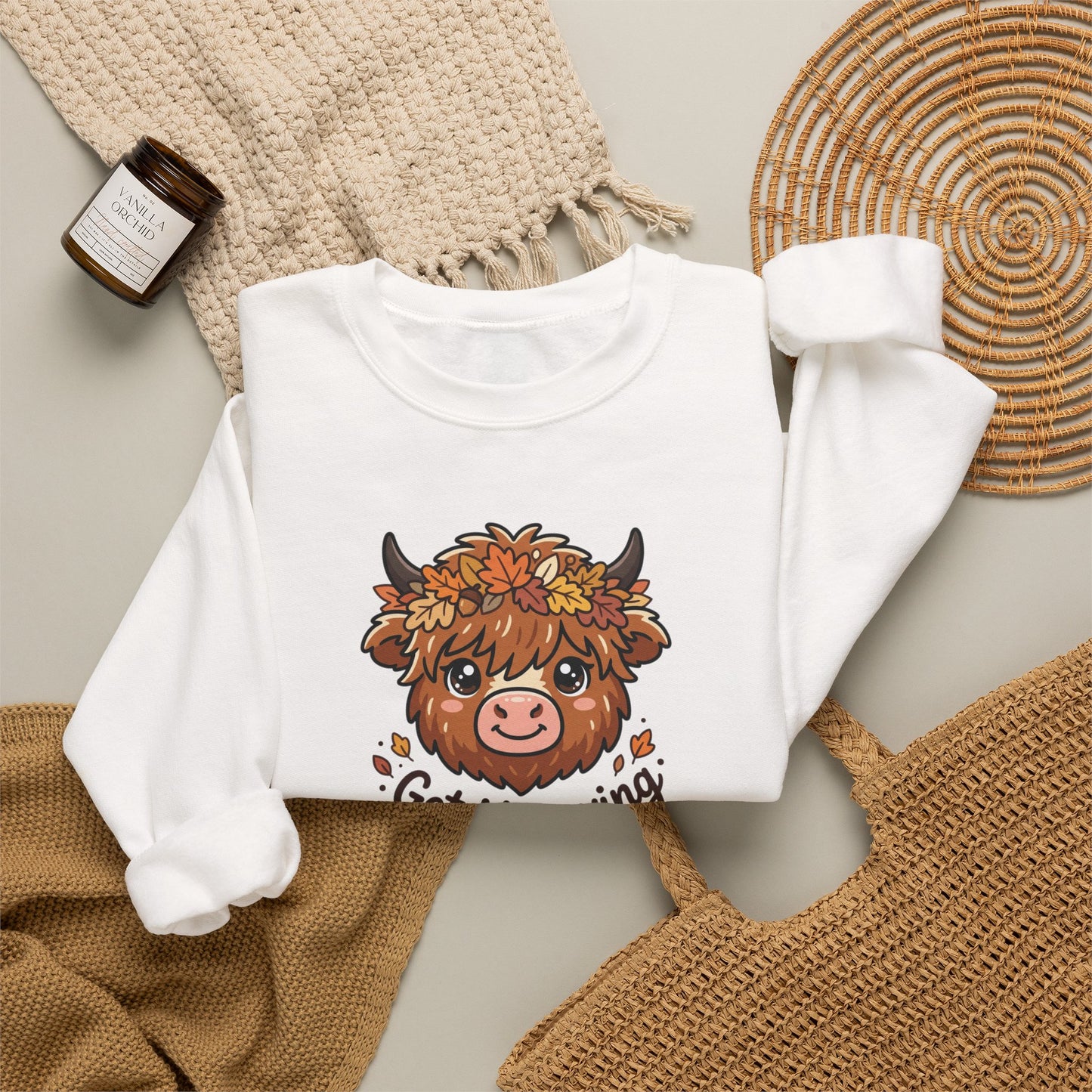 Get Moooving! Fall Highland Cow Sweatshirt