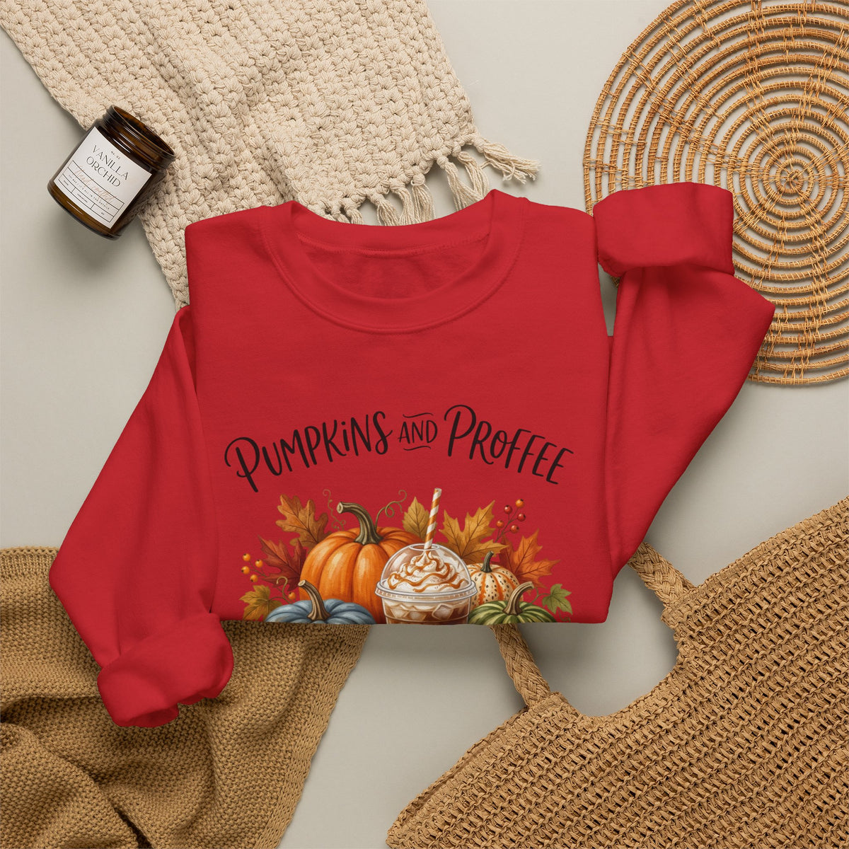 Pumpkins and Proffee (Protein Coffee) Sweatshirt — Fall Pumpkin Bouquet Crewneck