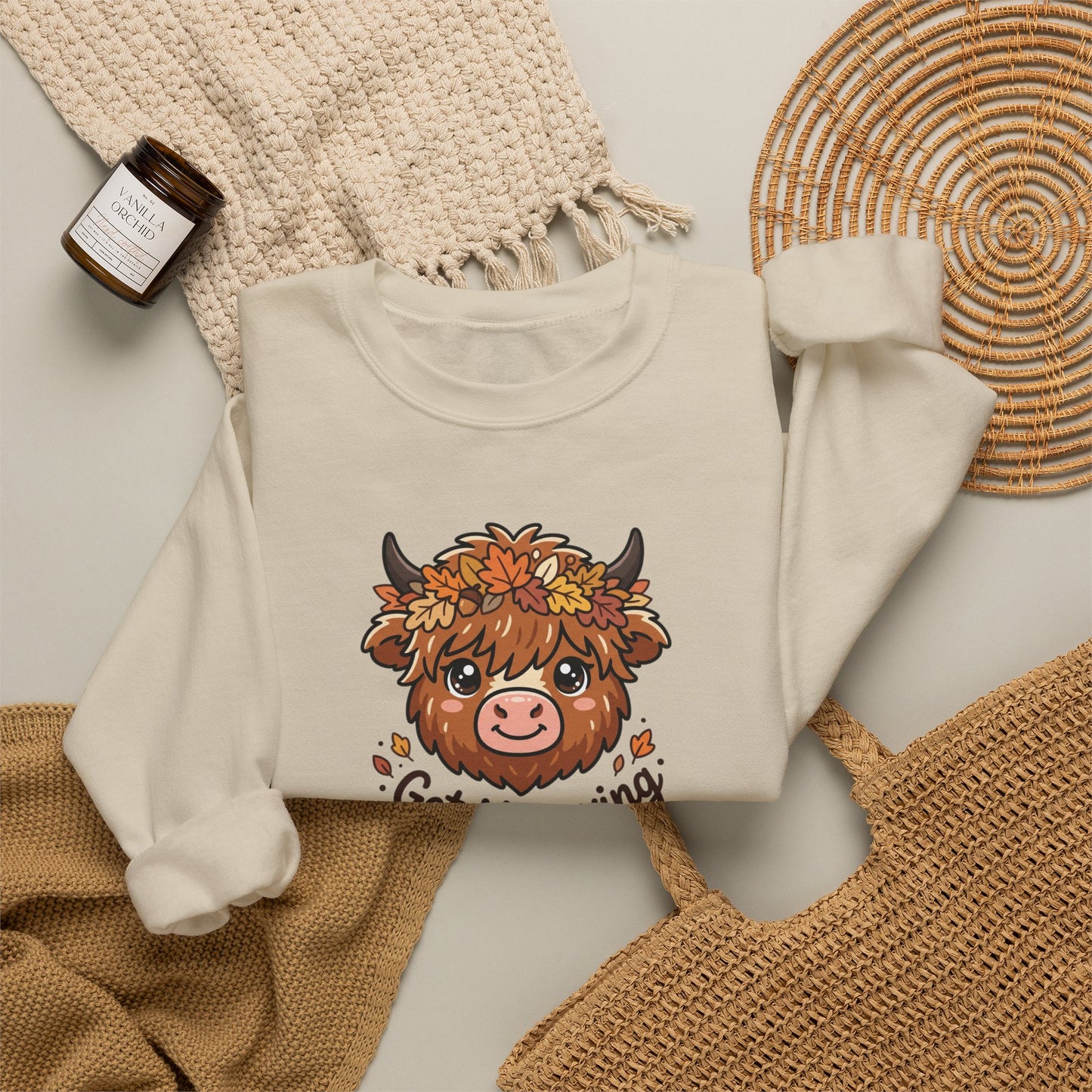 Get Moooving! Fall Highland Cow Sweatshirt