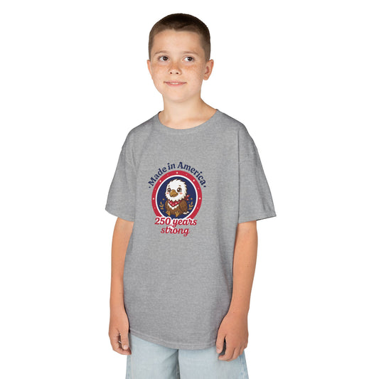 Kids T-Shirt — "Made in America 250 Years Strong" Patriotic Eagle Tee