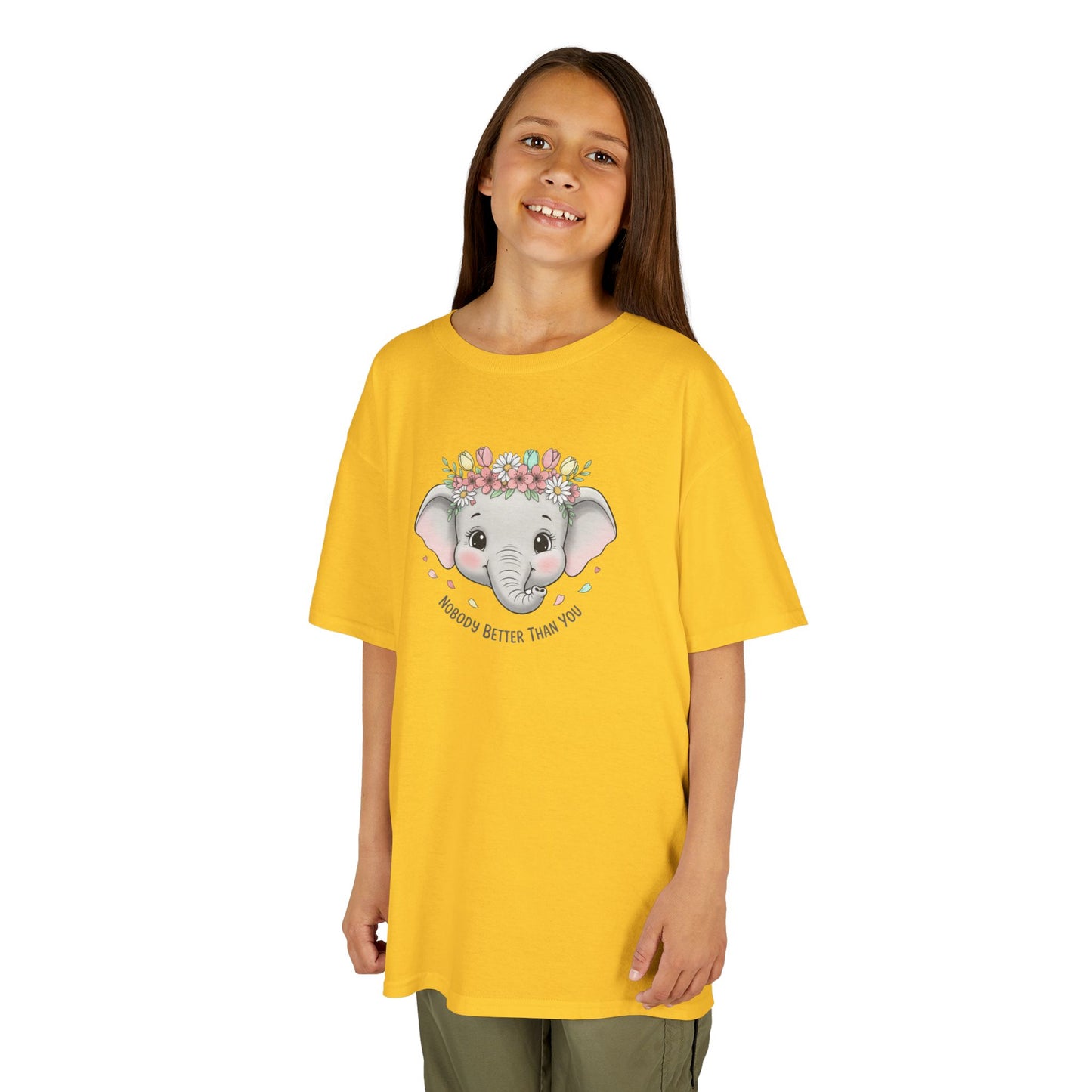 Kids Tee — Cute Elephant with Floral Crown (“Adorable Little One”)