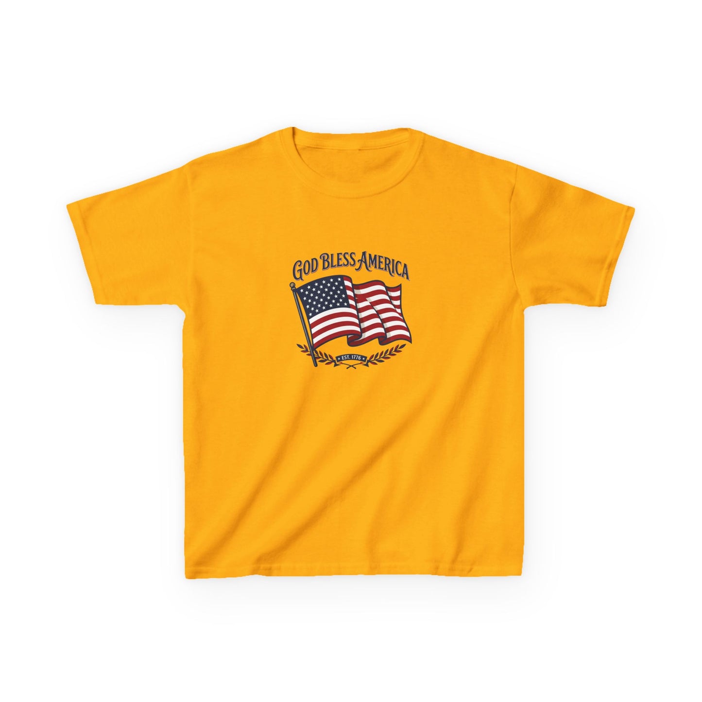 Kids T-Shirt — "God Bless America" American Flag Patriotic Tee for Kids