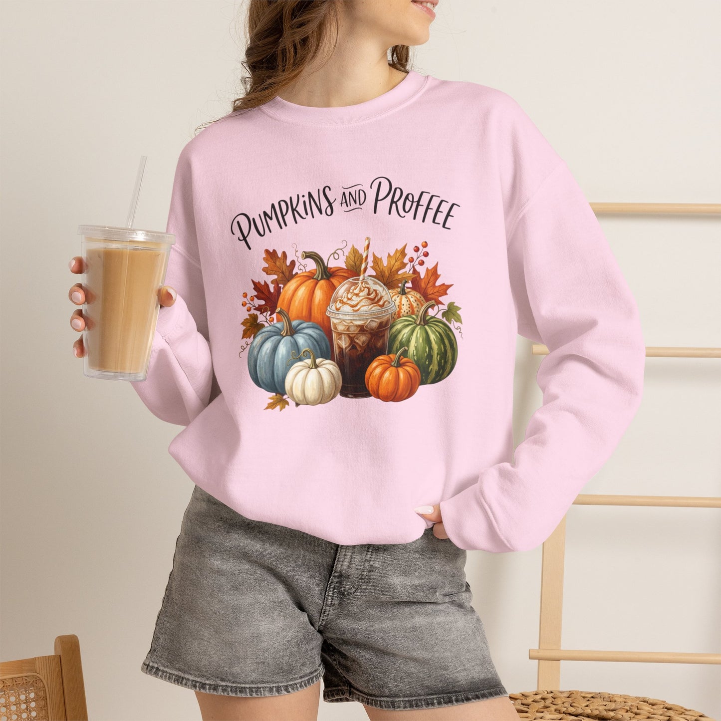 Pumpkins and Proffee (Protein Coffee) Sweatshirt — Fall Pumpkin Bouquet Crewneck