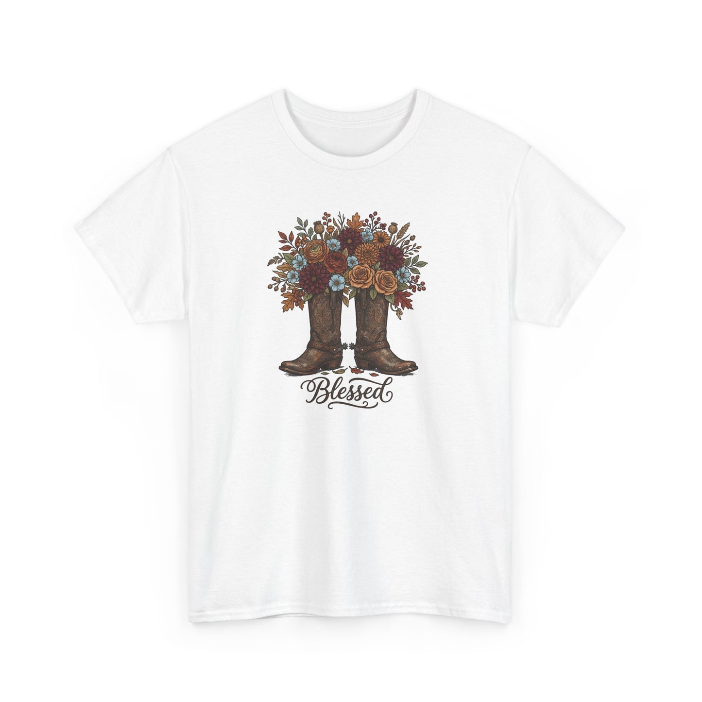 Blessed Cowboy Boots Floral Tee — Rustic Country Western Graphic T-Shirt