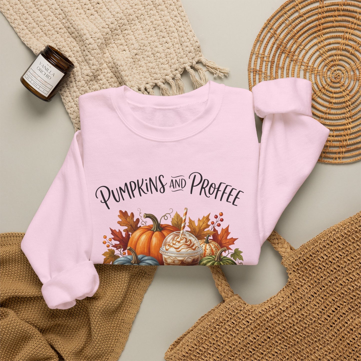 Pumpkins and Proffee (Protein Coffee) Sweatshirt — Fall Pumpkin Bouquet Crewneck