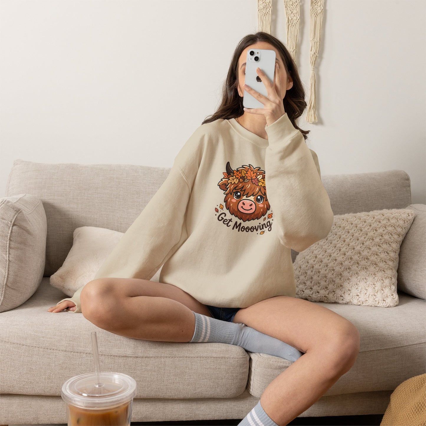 Get Moooving! Fall Highland Cow Sweatshirt
