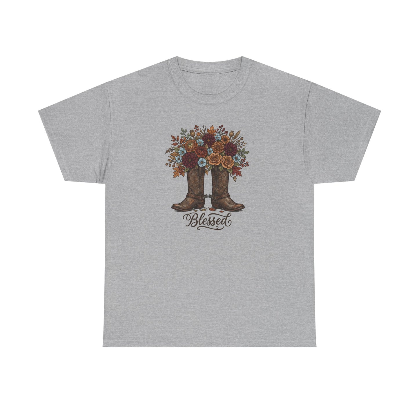 Blessed Cowboy Boots Floral Tee — Rustic Country Western Graphic T-Shirt