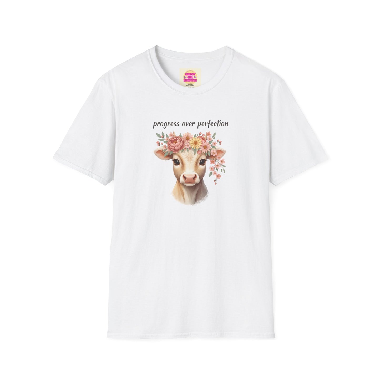 Progress Over Perfection Floral Cow Shirt