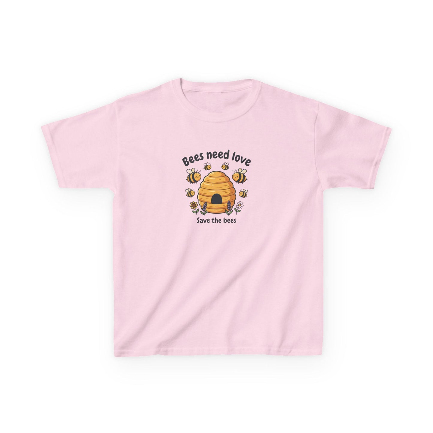 Kids Tee — "Bees Need Love" Save the Bees Cute Bee Skep Graphic