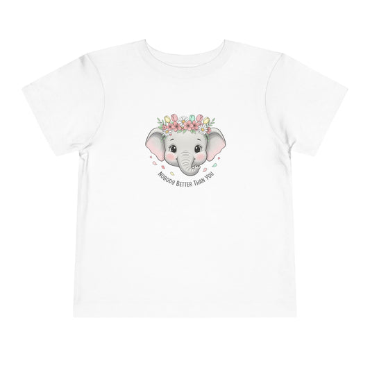 Toddler Tee — Cute Floral Elephant "A Hug Is Better Than Wi‑Fi"