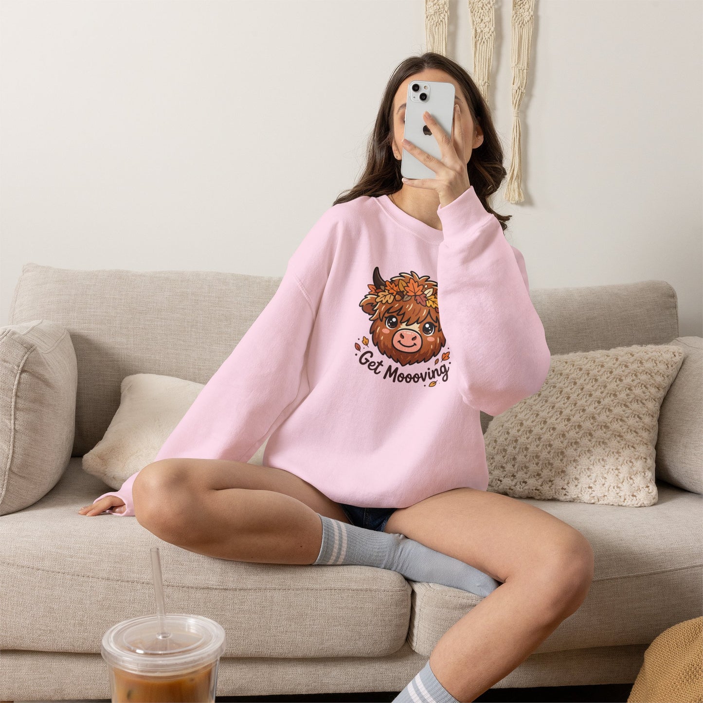 Get Moooving! Fall Highland Cow Sweatshirt