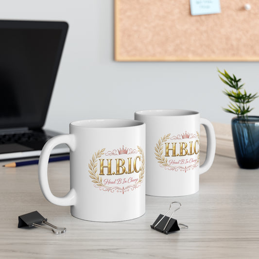 HBIC Mug — "Head Lady In Charge" 11oz Ceramic Coffee Mug