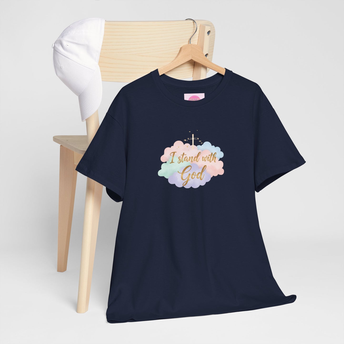 I Stand with God T-Shirt — Pastel Cloud Faith Tee