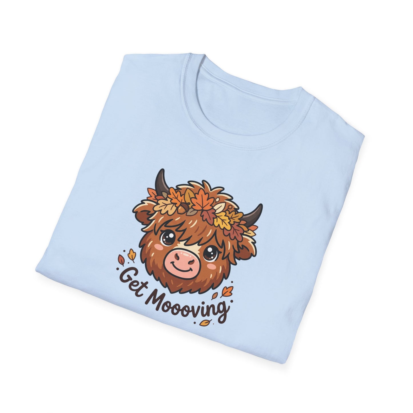 Get Moooving Highland Cow T-Shirt — Cute Autumn Floral Cow Graphic Tee