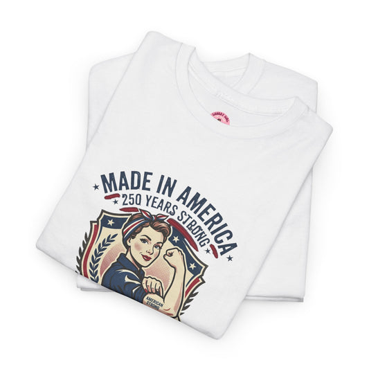 Made in America Rosie Riveter Graphic Tee — Patriotic Women's Empowerment T-Shirt
