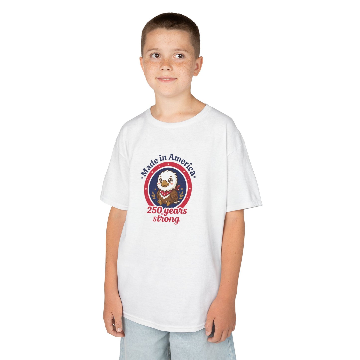 Kids T-Shirt — "Made in America 250 Years Strong" Patriotic Eagle Tee