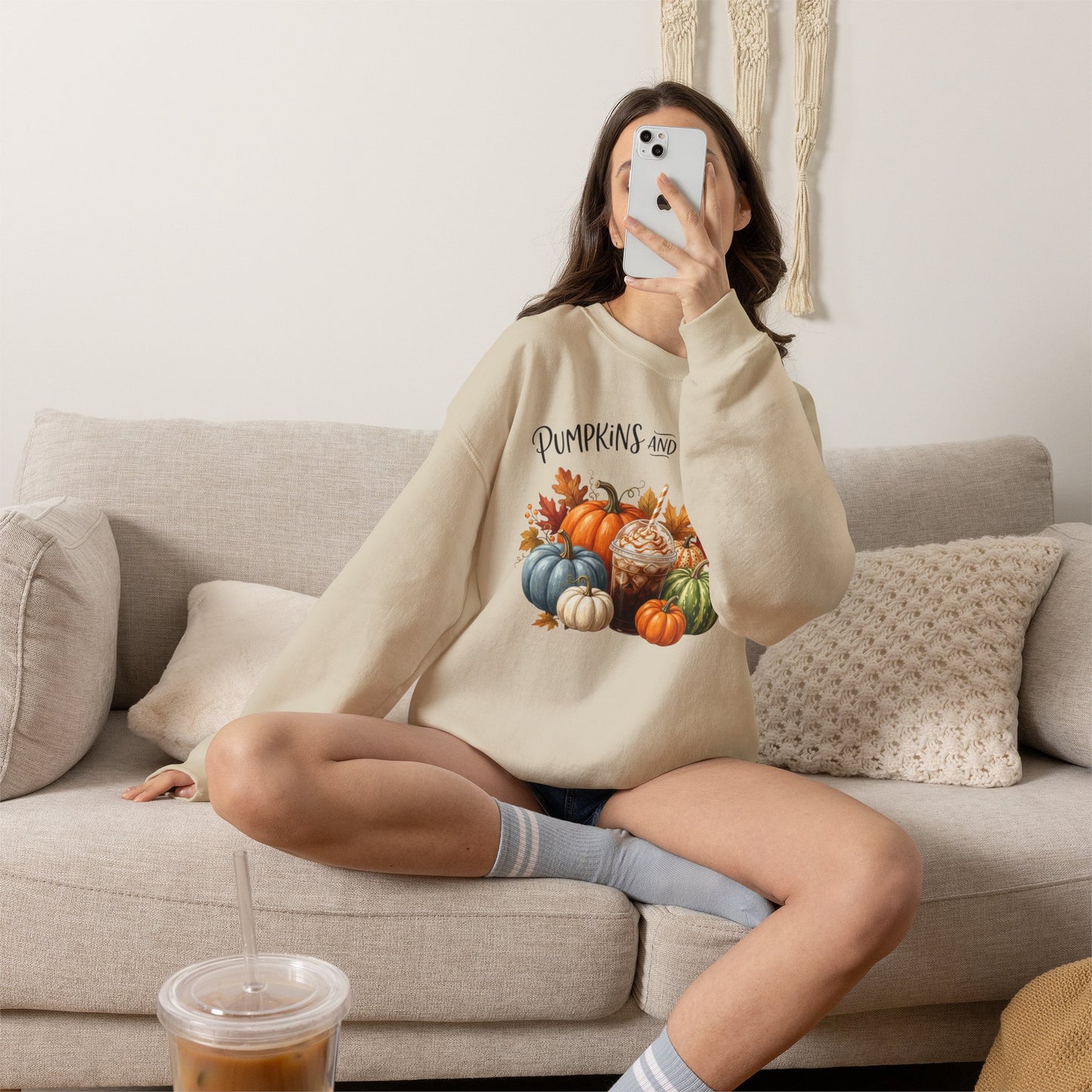 Pumpkins and Proffee (Protein Coffee) Sweatshirt — Fall Pumpkin Bouquet Crewneck