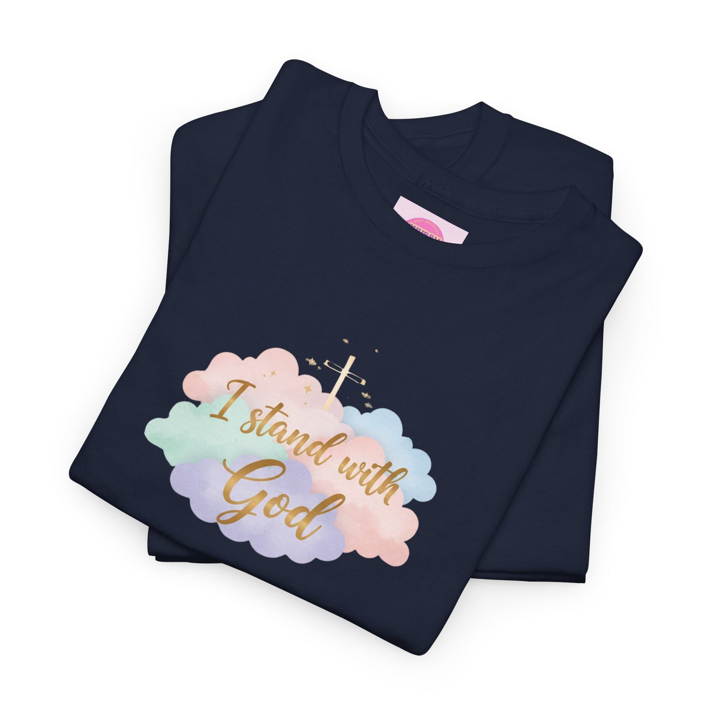I Stand with God T-Shirt — Pastel Cloud Faith Tee