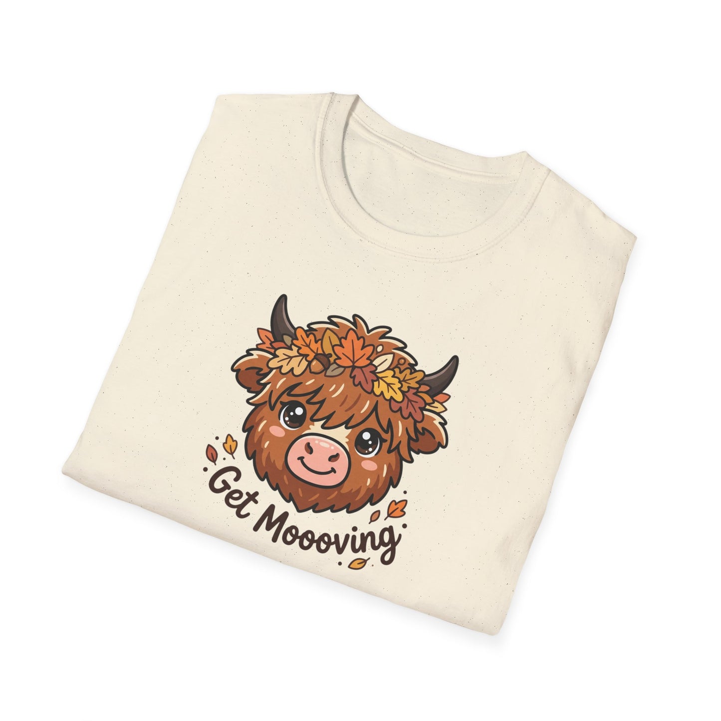 Get Moooving Highland Cow T-Shirt — Cute Autumn Floral Cow Graphic Tee