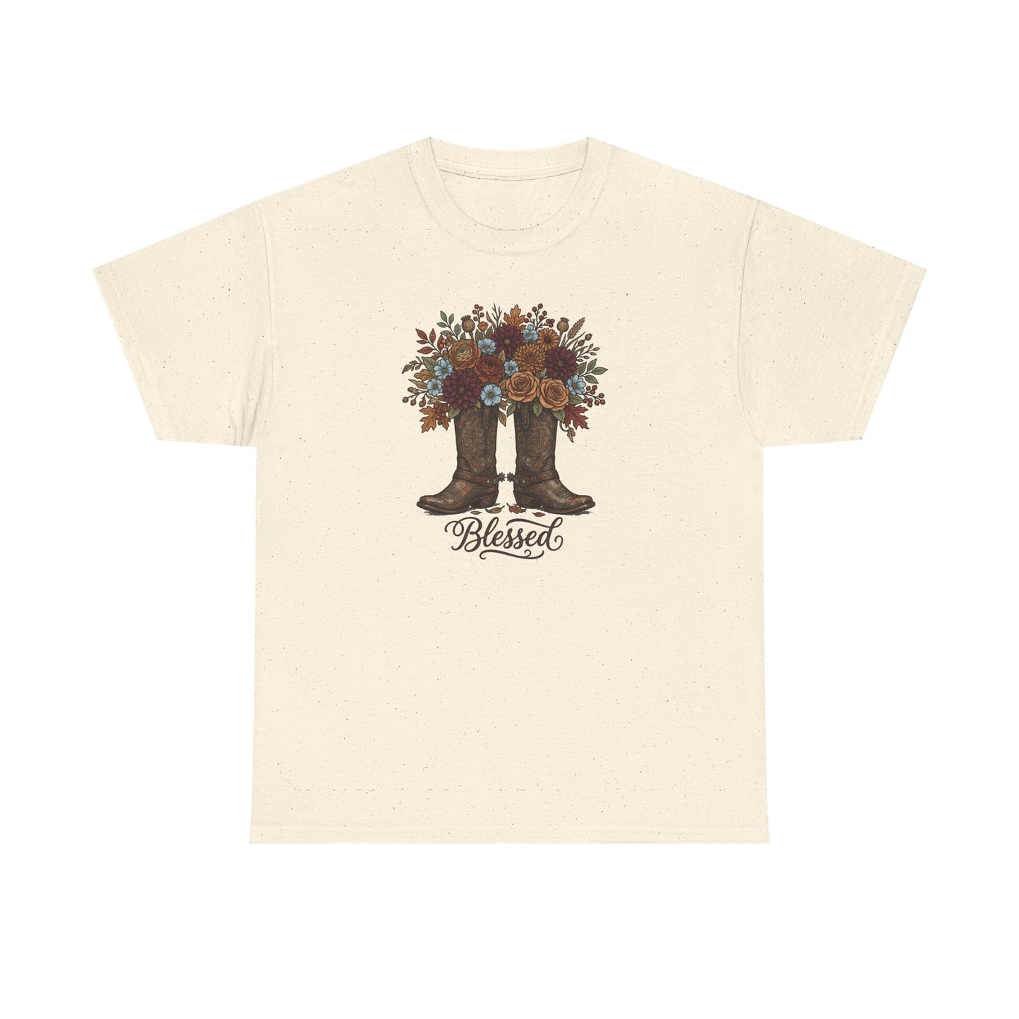 Blessed Cowboy Boots Floral Tee — Rustic Country Western Graphic T-Shirt