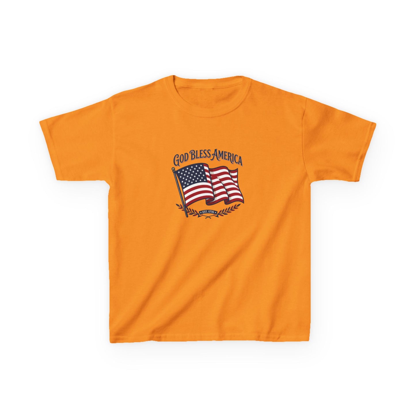 Kids T-Shirt — "God Bless America" American Flag Patriotic Tee for Kids