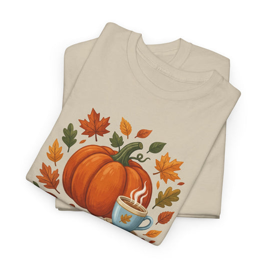 Blessed Pumpkin Fall T-Shirt — Autumn Leaves & Coffee Tee