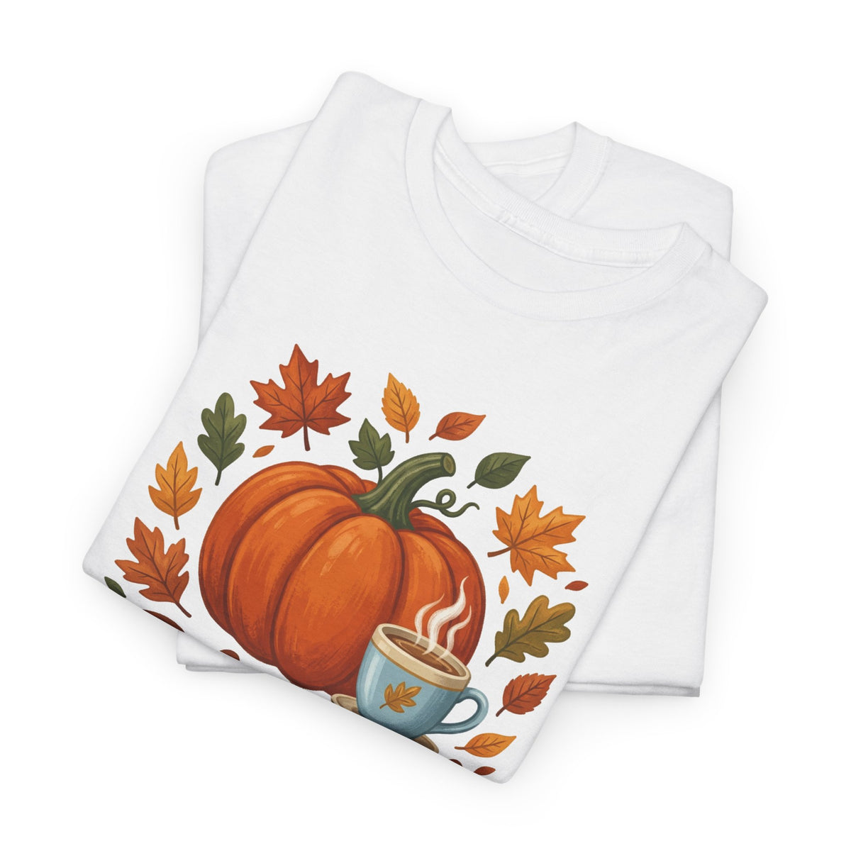 Blessed Pumpkin Fall T-Shirt — Autumn Leaves & Coffee Tee