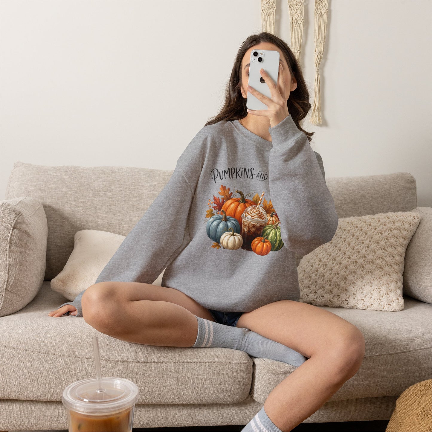 Pumpkins and Proffee (Protein Coffee) Sweatshirt — Fall Pumpkin Bouquet Crewneck